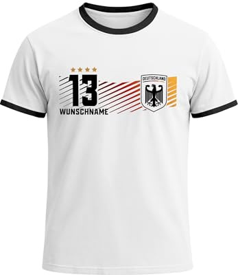MoonWorks® Herren T-Shirt Deutschland Trikot personalisiert mit Name Fußball Weltmeisterschaft 2026 Fanshirt