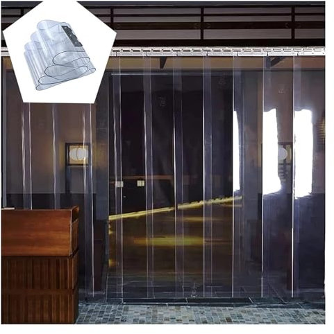 Qulamrdk Transparente Kunststoffstreifen Gefrierschrankvorhänge Stallvorhang Wasserdicht Transparent Lamellenvorhang Geeignet für Fabriken und Garagen(1.2x2m)