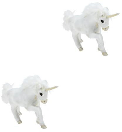 Abaodam 2St Simulation Einhorn Spielzeug aus tierischen Stoffen -Dusche- Pegasus-Figuren kunstfell kunstpelz Ornament Nachahmung Einhorn-Modell Plüschtiere Modell Plastik Weiß