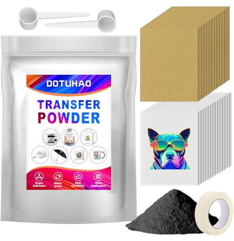 DOTUHAO DTF-Pulver, DTF-Transferpulver, DTF-Transferfolie und Puder-Kit für Sublimation, Direktübertragung auf Film-Übertragung für jeden Stoff, DTF-Starter-Kit für DTF- und Sublimationsdrucker