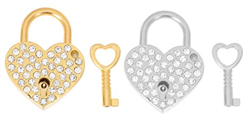 ORFOFE 2 Stück Kleine Herz Schlösser Aus Zinklegierung Mit Schlüssel Strass Verzierung Robust Und Bruchsicher Tragbar Für Koffer Schubladen Und Reisen