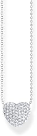 THOMAS SABOKette und Anhänger in Herzform mit weißen Steinen Recyceltes 925 Silber 40,00-45,00 cm KE2277-051-14-L45V