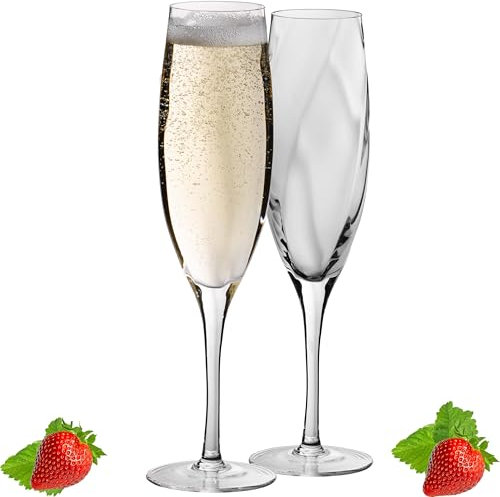 IMPERIAL gemusterte Sektkelche 170ml Set 2-Teilig Sektgläser 'Glamour' Champagnergläser aus Crystalline Glas Handmade