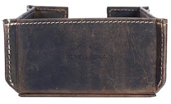 Alpenleder Notizzettelspender - Modell: PACKERL (Handgefertigt) - Nachhaltiges Bio-Leder aus regionaler Landwirtschaft | Notizblock Ablage leder *Fair Produziert* (10x10cm) (Old Havanna)