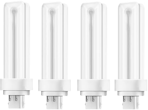 SATZOL 13W G24Q-1 4 Pin Base 4100K Compact Fluorescent Light Bulb, Replacement for Sylvania 20667 CF13DD/E/841, Philips 38328-1 PL-C 13W/841/4P/ALTO, GE 97597 F13DBX/841/ECO4P (Cool White 4100K)