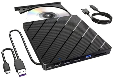 Joselin External CD/DVD Drive for Laptop, 7 in 1 USB Ultra-Slim Portable CD/DVD Player Burner, Burner Writer External Disk Drive