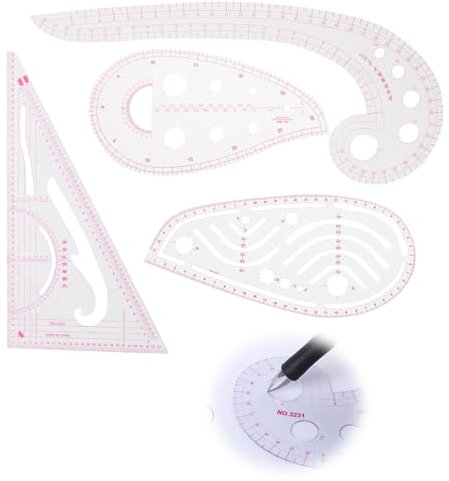 4 Stück Schneiderlineal,Kurvenlineal,Lineal Nähen,Nählineal,Kurvenlineal Schneiderbedarf,Metrisches Lineal Set,Schneider Lineal Für Das Schneidern Nähen,Musterdesign For Sewing Templates,Diy Kleidung