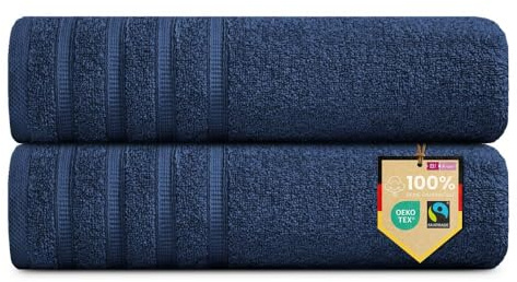 B!HOME 2er Set Premium Saunatücher [100% Baumwolle] 90x200 cm, dunkelblau / 2 große XXL Saunahandtücher Weich, Saugstark & Pflegeleicht/Badetuch Perfekt für Bad, Strand & Reisen/Damen & Herren