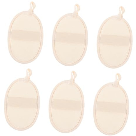 Toalla de Baño de Lufa 6 Piezas Beige, Exfoliante para Ducha | Nylon y Lufa, Formato Compacto, Limpieza Profunda Piel, Pack de 6 Unidades Estilo Aleatorio