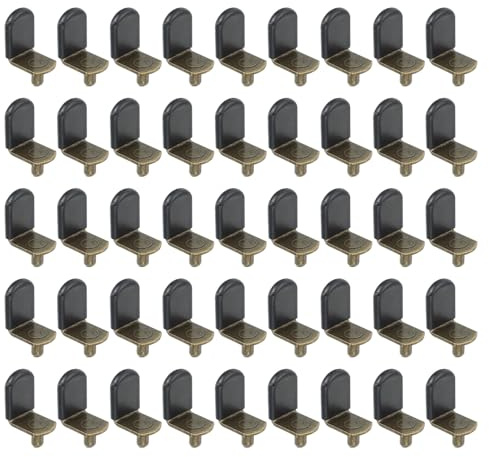 sourcing map 100 Stück Regalstifte, L-förmige Clips mit Silikonhülse für Küche, Bücherregal, Schrank, Regale, Schrank, Möbelstütze, Braun, 100 Stück