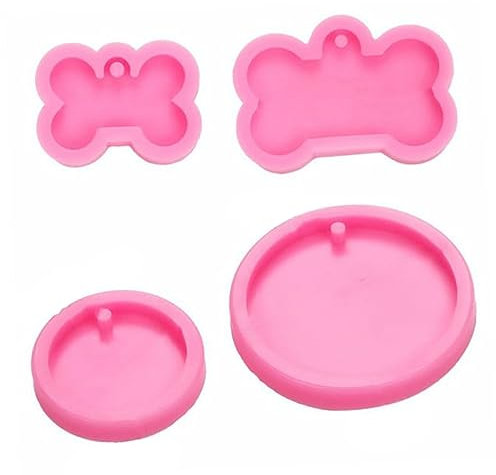 Cabilock 2 Ensembles Moule En Silicone Pour Étiquette Moules Fondants Moule À Dentelle Boîtes De Conserve Moule De Crème Glacée Pour Chien Cheesecake Gel De Silice Rosy 4 Pièces * 2