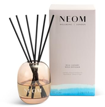 NEOM Real Luxury Reed Diffuser,100ml | Lavender, Jasmine & Sandalwood I 100% Natural Fragrances I Last up to 12 weeks I Refillable and Reusable