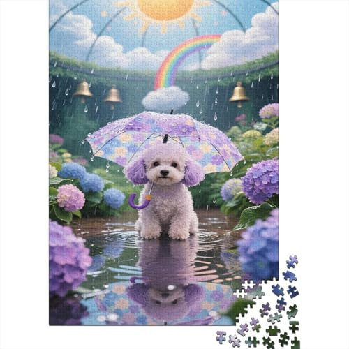 Teacup Poodle Jigsaw Puzzles 1000 Pieces Challenge Game for Adults, Rainy Scenery Impossible Jigsaw Puzzles 1000 Piece Educational Games Home Decoration 1000pcs (75x50cm)