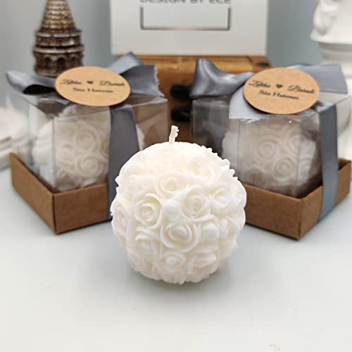 gastgeschenk hochzeit gäste kerze rose, hochzeit geschenke für brautpaar, 100 stück Gastgeschenk für Gäste Personalisierte, Schön Das Du Da Bist,taufe geschenk gäste babyparty (Weiß, 100)