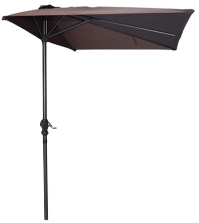 2.50m Half Garden Parasol Wall Market Umbrella For Outdoor Patio With Crank Handle - NO BASE INCLUDED(Coffee)