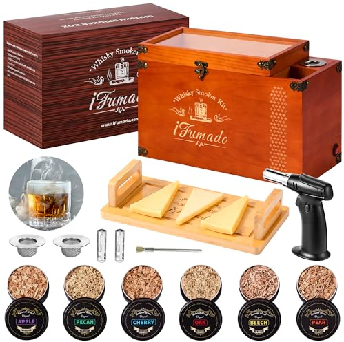 Electric Old Fashioned Smoker Kit – Whiskey Smoker Kit with Built-In Smoke Chamber & Storage, 2-in-1 Cocktail & Food Flavor Infuser, Premium Wooden Box, Best Gift for Men & Bourbon Lovers