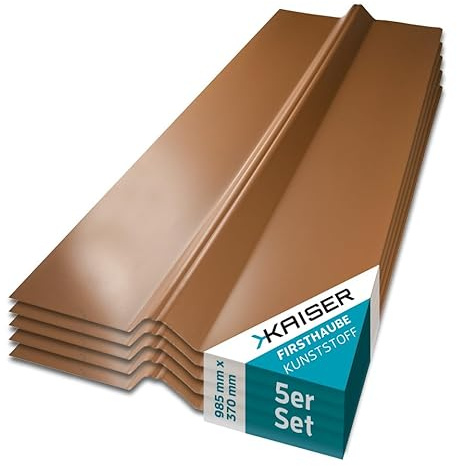 KAISER plastic® Firsthaube Kupfer | Wellplatten Dach Abdeckung, Welldach Kunststoff | Dachplatten wetterfest | Überdachung | Trapez und Sinus 76/18 – 37 x 98,5 cm | 5 Stk.