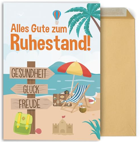 CONTRAXT Glückwunschkarte zum Ruhestand 42x30 cm geöffnet. Große Karte zur Rente mit Unterschriften – Originelles Geschenk für Kollegen, Männer oder Frauen (Ruhestand)