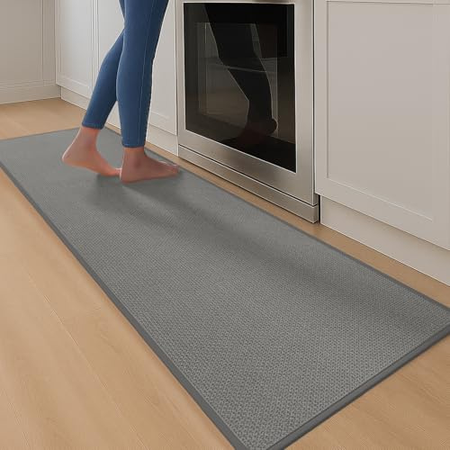 Jinfanshurich Küchenläufer Waschbar rutschfest, Teppich für Küche, Flur & Waschküche, Saugfähig, Pflegeleicht, Langlebig, Küchenteppich für Küche, Flur, Outdoor 43.5x180 cm (Grau)