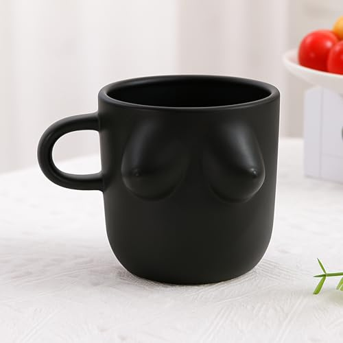Bibykivn Taza de café de cerámica con asa - Taza 3D con forma de cuerpo humano, Taza de expreso artística y creativa, Taza de té decorativa única, Ideal para regalos y uso diario (B, Negro)