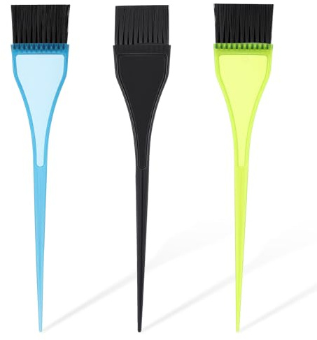 3 Piece Hair Dye Brush Set Reusable Color Tint Applicator Brushes Professional Color Brushes Hair Stylist Supplies for Salon Home DIY Tools(Black, Green, Blue)