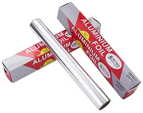 LOLIPPYY BBQ Aluminum Foil Baking Foil Roll 3Pcs 5M Non-Stick Heavy Duty Tinfoil Paper for Roasting Cooking Grilling Baking Oven Use Kitchen Catering