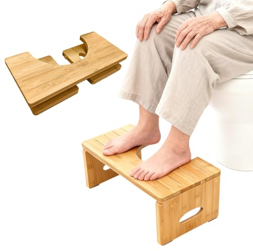 BORDEAG Tabouret de toilette pliable pour adulte - Tabouret de toilette pliable - En bois - Pour salle de bain - Constipation et ballonnements
