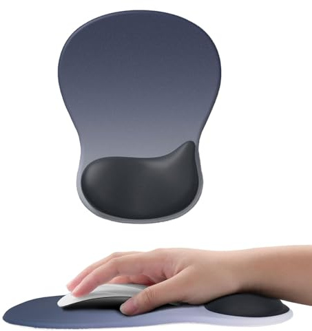 Uwiyo Tapis de Souris avec Support pour Repose-Poignets, Tapis de Souris en Gel Tapis de Sourise Ergonomique avec Repose-Poignet Antidérapant Tapis Sourise Gamer pour Ordinateur Laptop (Noir-Bleu)