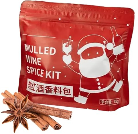 Épices Bio pour Vin Chaud, 4 Sachets de Thé Thermoscellés, Sans OGM, Mélange D'épices pour Vin Chaud avec Bâtons de Cannelle, Anis Étoilé et Clou de Girofle(88g)