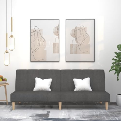 Owoxanthellate 2-Sitzer Schlafsofa 200×84,5×69 cm Anthrazit, Polyester, Holzrahmen, klick-Klack-Gästebett