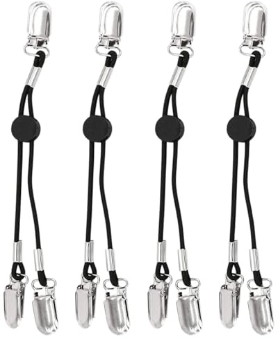 JEXOWIQ 4 pezzi Elastico in Tessuto con Clip in Metallo per Rivestimenti,per Lenzuola, Assi da Stiro, Coprisedie, Tovaglie, Ferma Copridivano con Cinghie