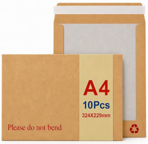Versandtaschen A4 C4 mit Papprückwand, 10 Stück, STRBOXONG