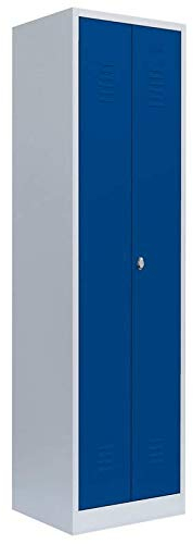Lüllmann Spind Kleiderspind komplett montiert 180x80x50cm universell einsetzbar Spindschrank PutzSpind 510711 blau für Personalraum, Hauswirtschaftsraum