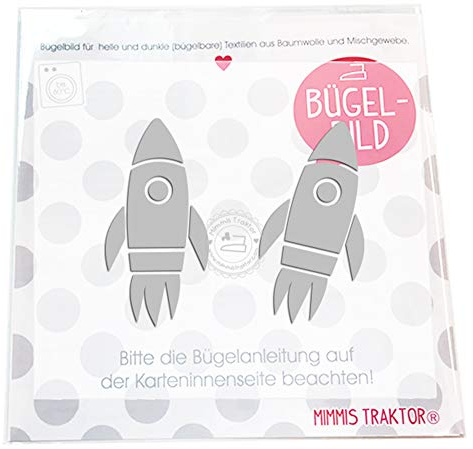 Bügelbild 2 Stk. Reflektor Raketen 7,2 cm SILBER Aufbügler Applikationen Bügelsticker für Stoffe Textilien Kinder zum Aufbügeln Flicken