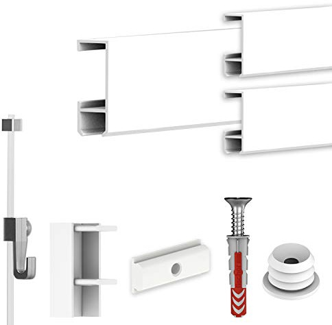 hang-it Komplettset - Galerieleisten Bilderleisten - 6 Meter inkl. Bilderhaken, Seile und Montagematerial