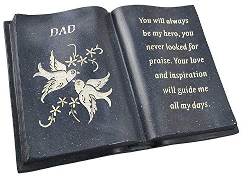 Libro especial color negro con una paloma de paz y amor para papá, adorno de conmemoración de tumbas