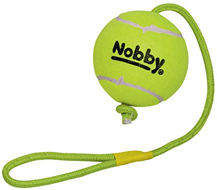 Nobby Tennisball mit Wurfschlaufe, XXL 12,5 cm, Seil 70 cm, 1 Stück