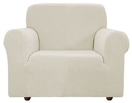 EBETA Sofabezug Elastisch Sofaüberwurfe, Sofahussen komplett Sofaschoner Hussen für Sofa, Couch, Sessel 1 Sitzer (Cremefarbe, 85-115 cm)