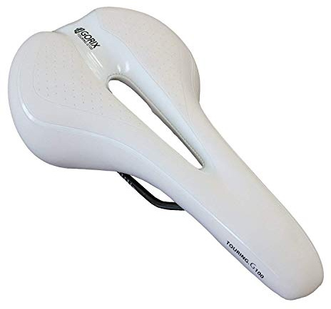 GORIX Bike Saddle Seat Comfortable Cushion with Rail Mountain Road Bicycle for Men and Women (GX-C19) (All White)