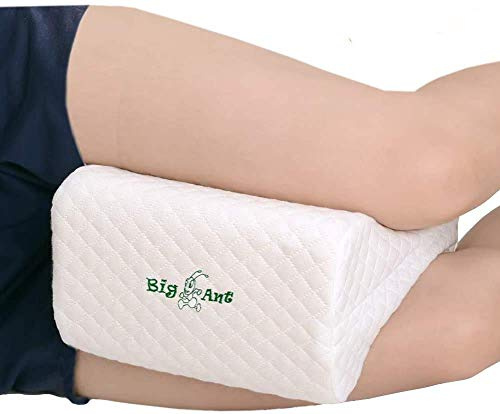 Big Ant Kniekissen für Seitenschläfer, Orthopädisches Beinkissen Memory Foam, Hochwertiges Seitenschläferkissen mit Band, Schlafkissen für Rücken, Hüfte, Gelenk, Wirbelsäulen, Schwanger - Weiß