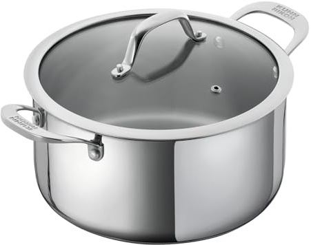 KUHN RIKON Allround, Cacerola para para horno e inducción con tapa de cristal, 24 cm/5,4 litros ,Acero inoxidable