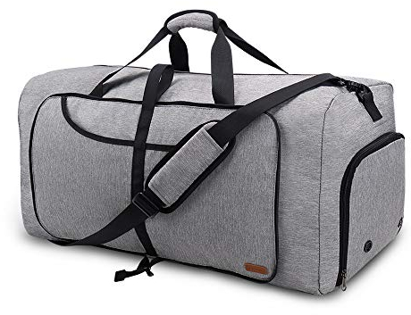 VS VOGSHOW Borsone da Viaggio Grande Pieghevole Impermeabile Borsone Palestra con Scomparto per Scarpe per Donna e Uomo (Grigio, 80L)