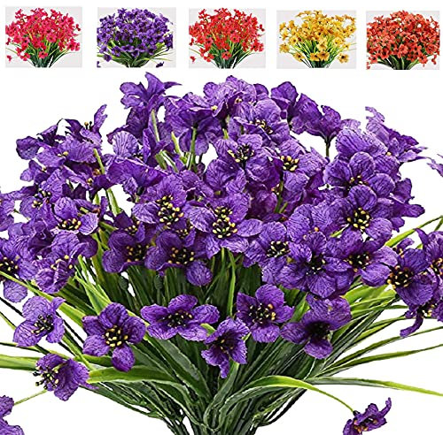 Künstliche Blumen, kein Verblassen, UV-beständig, Kunstblumen, für drinnen und draußen, Hängepflanzen, Garten, Veranda, Fenster, Box, Zuhause, Hochzeit, Bauernhof-Dekoration, 10 Bündel