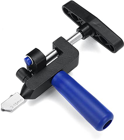 Tagliavetro regolabile manuale (2 in 1 utensili per il taglio di piastrelle e vetro con rullo diamantato (2 teste di ricambio)(nero)