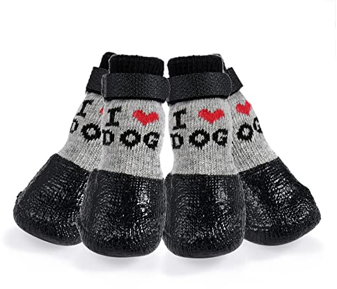 Avaner Pfotenschutz 4pcs wasserdicht mit Anti-rutsch Sohle Hundeschuhe für Indoor & Outdoor Sport (XL)