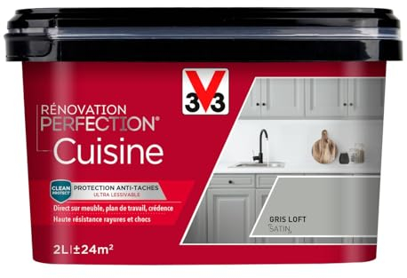 V33 Peinture de rénovation cuisine, Rénovation perfection Gris loft satin 2L