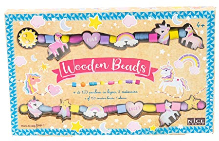 PERLINE ABC 87026 Nice Group - Wooden Beads, de Bois, Set de 16 Figurines de Charms pour Enfants, kit de Bracelets et Colliers Multicolore