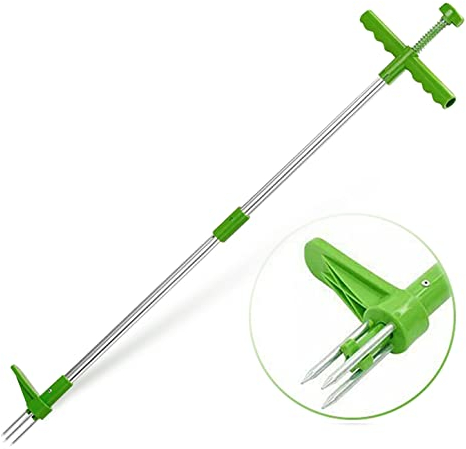 Unkrautstecher mit Stiel, Unkrautausstecher Stehende, Unkraut Entferner Gerät, Pflanze Wurzel Entferner, Unkraut Jäten Werkzeug Lang Stiel Löwenzahn & Unkraut, Löwenzahnstecher Hacke 3 Gartenkralle
