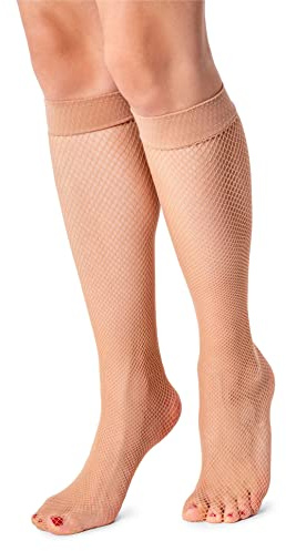 LORES Medias de rodilla con estilo de red para mujer, talla única, patrón de diamante, Altoa única