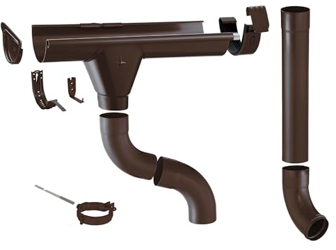 2m ZAMBELLI guttering kit 125mm zinc for shed, carport rainwater Drainage Copper Brown